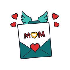 Heartfelt 'MOM' Letter Vector with Love and Wings