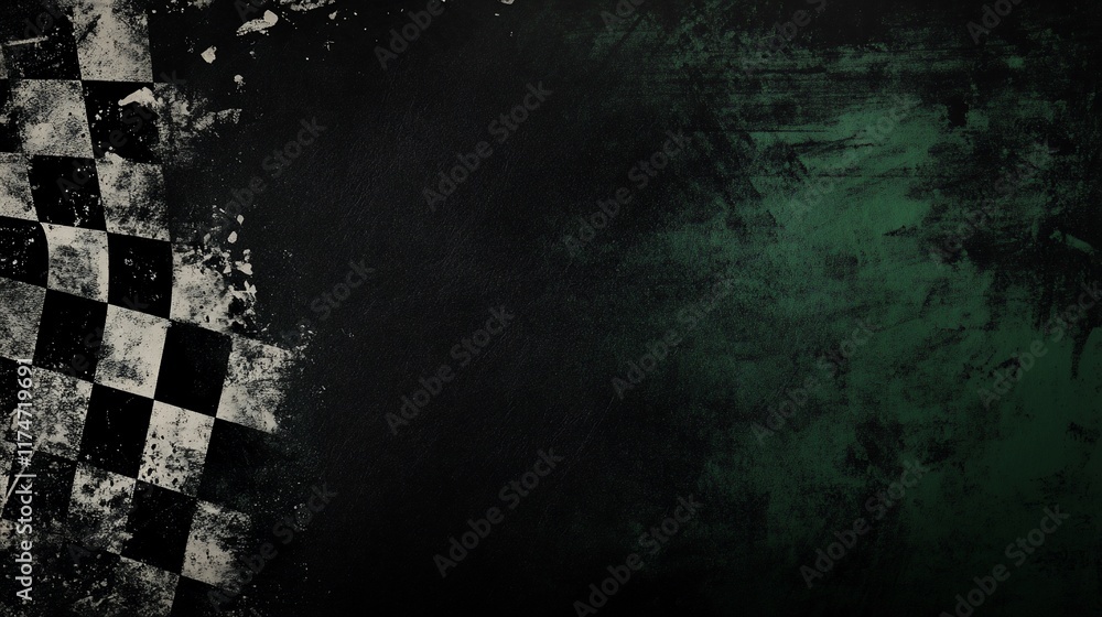 Poster grunge checkered flag on dark background. (2)