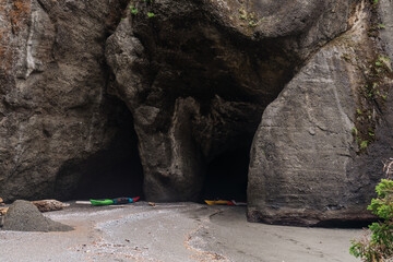 Sea kayaking at Cape Flattery in the Olympic Peninsula in the northwest corner of Washington