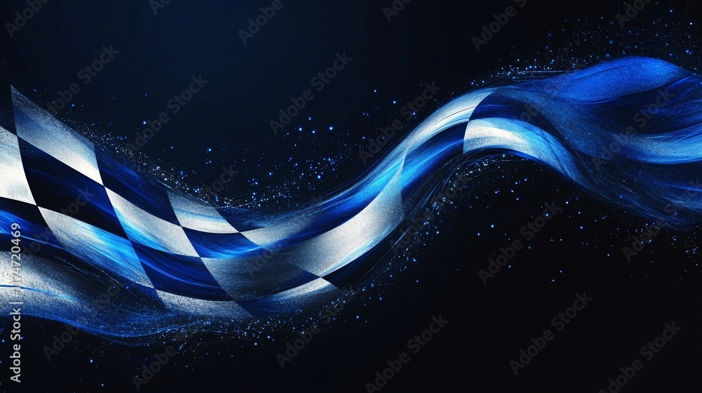 Poster Checkered flag abstract background with dynamic motion blur.