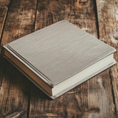 Fototapeta premium Gray Book on Wooden Table