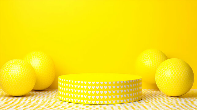 Yellow 3D Abstract Background with Platform