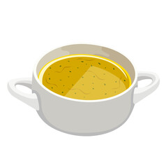 Chicken Broth Soup in Bowl Illustration Isolated on White Background