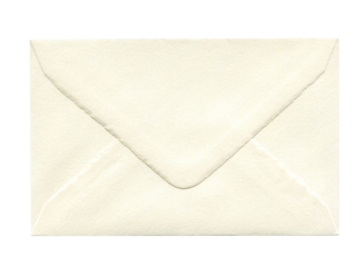 front view of old closed aged paper envelope isolated on white