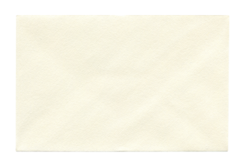back view of old closed aged paper envelope isolated on white