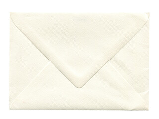 front view of old closed aged paper envelope isolated on white
