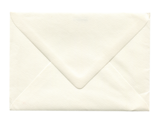 front view of old closed aged paper envelope isolated on white
