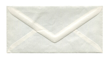 front view of old closed aged DL envelope isolated on white