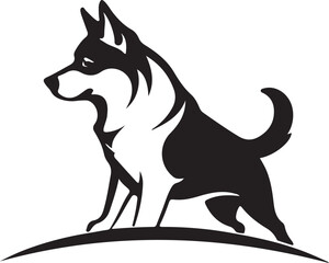 A black and white dog silhouette design - logotype dog icon silhouette design 