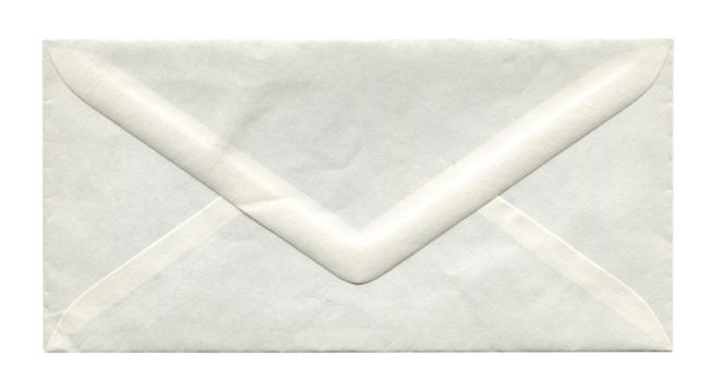 front view of old closed aged DL envelope isolated on white