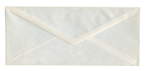front view of old closed aged DL envelope isolated on white