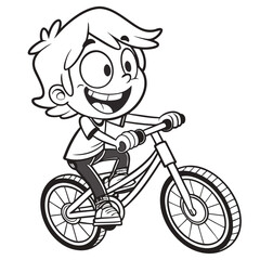 boy cartoon bicycle vector