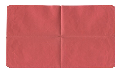 blank antique red paper texture pattern with folding marks background isolated