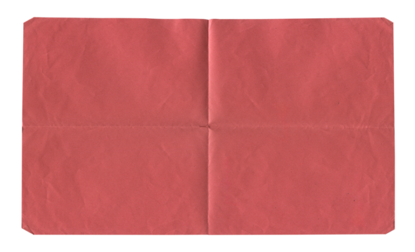 blank antique red paper texture pattern with folding marks background isolated