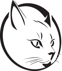 A black and white cat silhouette design