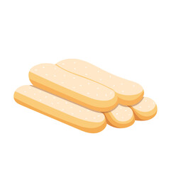 Savoiardi Ladyfinger Biscuits Illustration Isolated on White Background