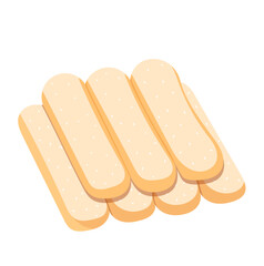Savoiardi Ladyfinger Biscuits Illustration Isolated on White Background
