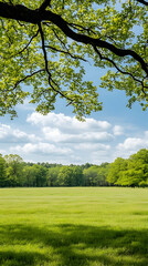 Obraz premium Green Meadow Landscape Illustration