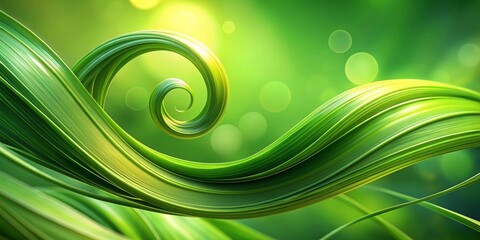 Fototapeta premium Abstract Green Twirls: Minimalist Nature Design with Copy Space for Eco-Friendly Projects