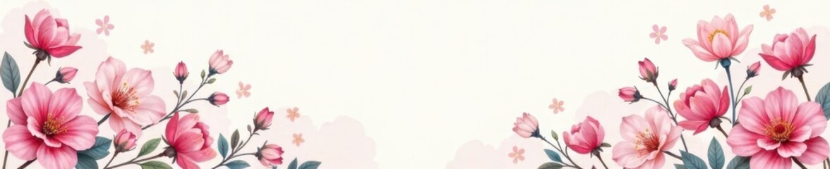 Fototapeta premium Subtle watercolor style, soft pastel floral motifs , subtle, nature, botanical illustration