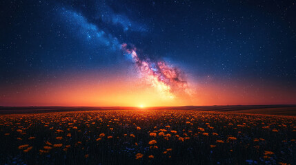 Fototapeta premium A skyscape showing a streak of the Milky Way across a clear, starry night