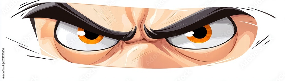 Poster intense gaze of a cartoon character digital art graphic design animated environment close-up perspec