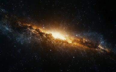 Fototapeta premium Golden Galactic Core in a Vast Starry Universe – Cosmic Space Concept