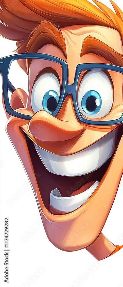 Poster joyful animated character digital artwork playful environment close-up view expressive concept for e