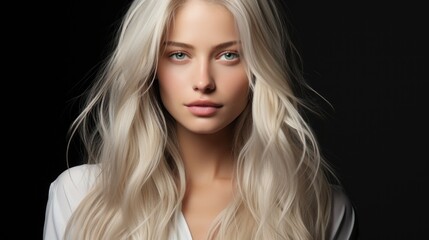 Naklejka premium Stunning Blonde Woman Portrait: Elegance and Beauty