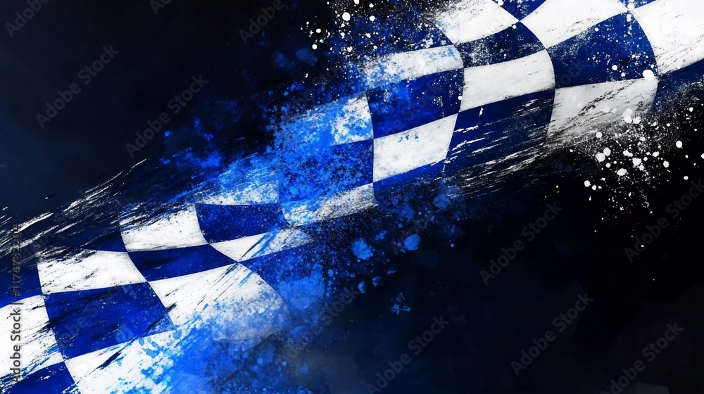 Aufkleber Abstract checkered flag design with dynamic motion blur and vibrant colors.