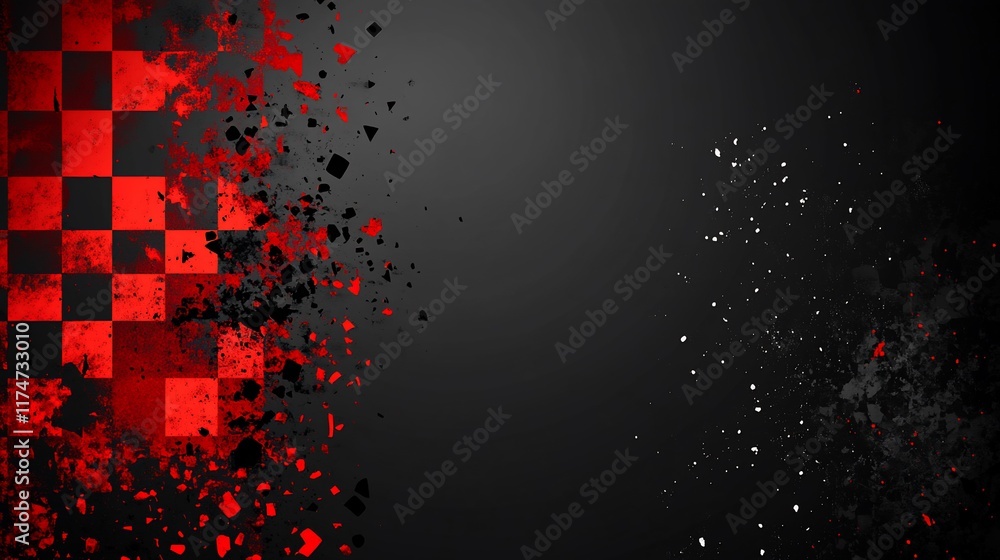 Poster Abstract checkered flag background with grunge effect.