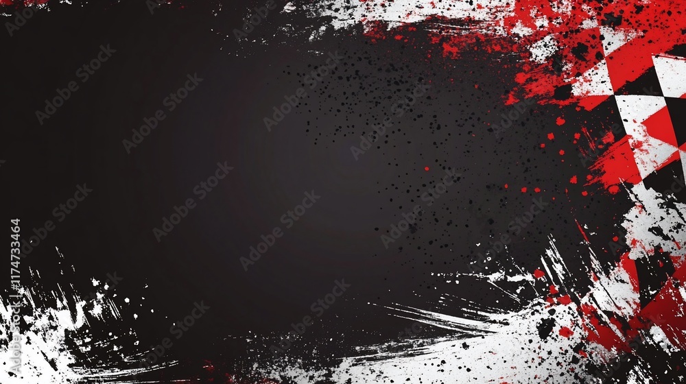 Poster grunge racing flag background with a dark gray center.