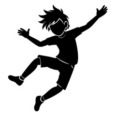 Jumping Child Silhouette Illustration Perfect for Creative Designs
