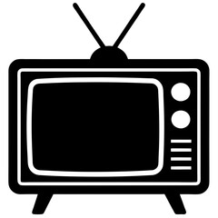 Simple and Minimalist Television Icon Silhouette Perfect for Any Design
