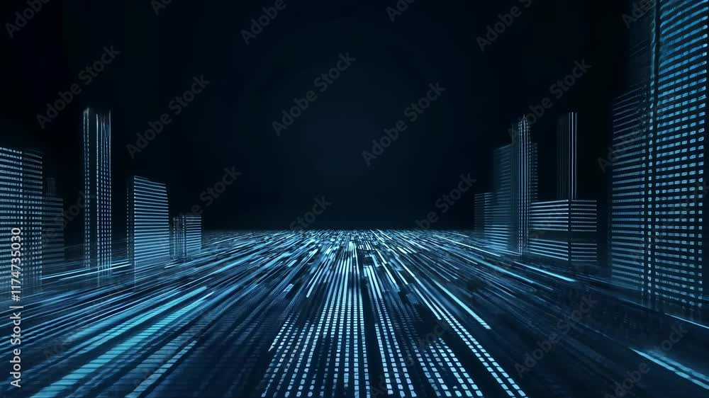 Poster abstract futuristic digital highway streaming data and code background