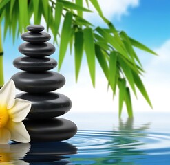 Obraz premium A wellness, health spa, meditation, yoga natural background design with a copy space area