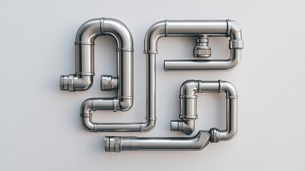 PVC pipes and connectors arranged in various sizes, highlighting their smooth metallic texture