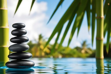 Obraz premium A wellness, health spa, meditation, yoga natural background design with a copy space area