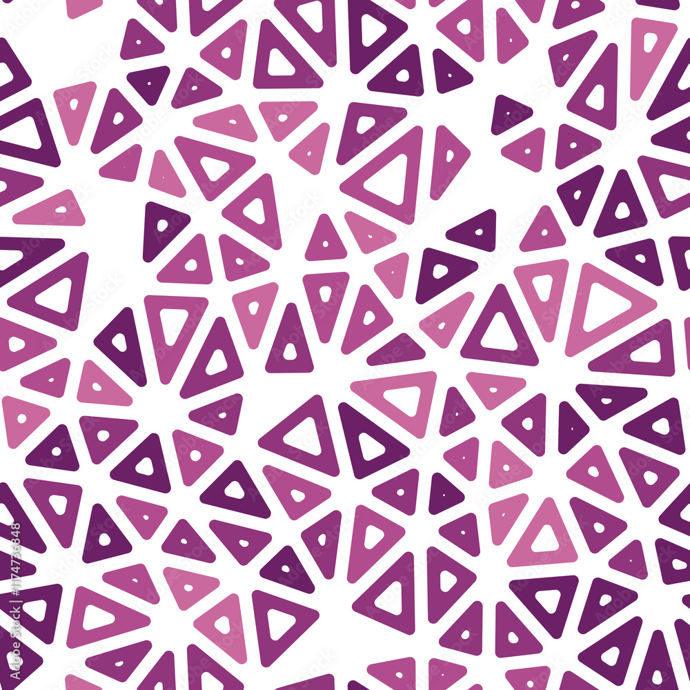 Poster geometric pattern. compact triangles size. mono tone style. rounded triangular cells outlined. repea