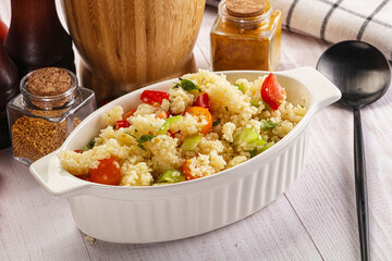Vegan cuisine couscous with vegetables