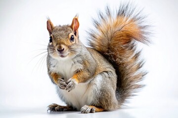 Obraz premium Adorable Squirrel Posing Against a Pure White Background - Perfect for Food Blogs & Nut Product Packaging