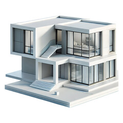 Cartoonish 3D House Isolated on Transparent Background