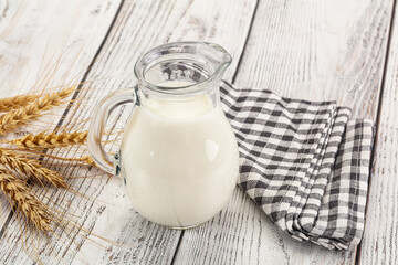 Organic milk in the glass