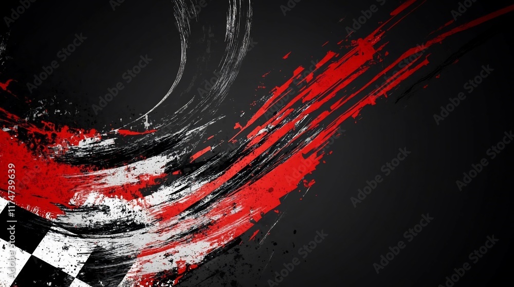 Poster abstract racing flag design with grunge texture. (5)