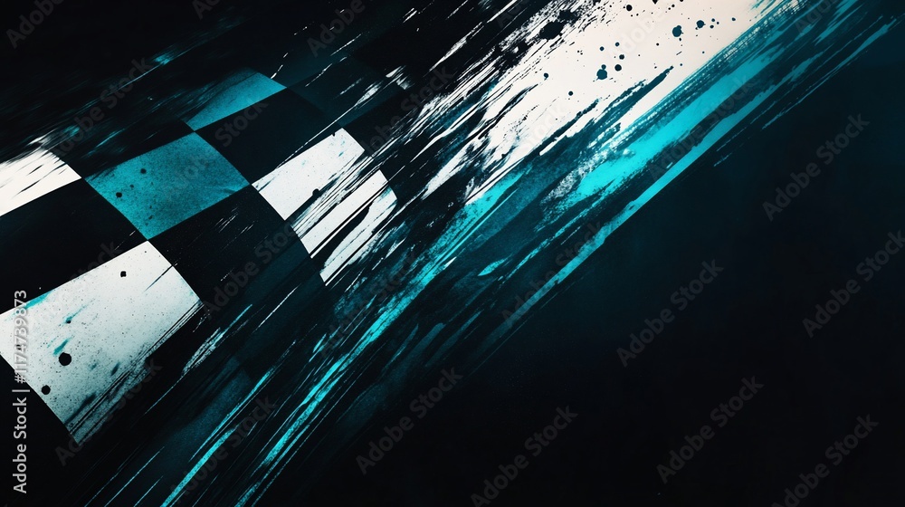 Poster Abstract checkered flag in motion.