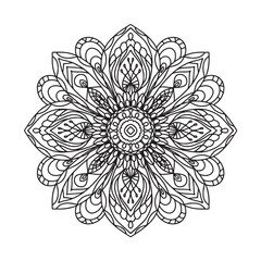 Print 
Mandala for coloring page. Oriental mandala vector. Mandala Coloring book line art vector illustration. Vector abstract mandala template. Hand drawn doodle mandala coloring book.