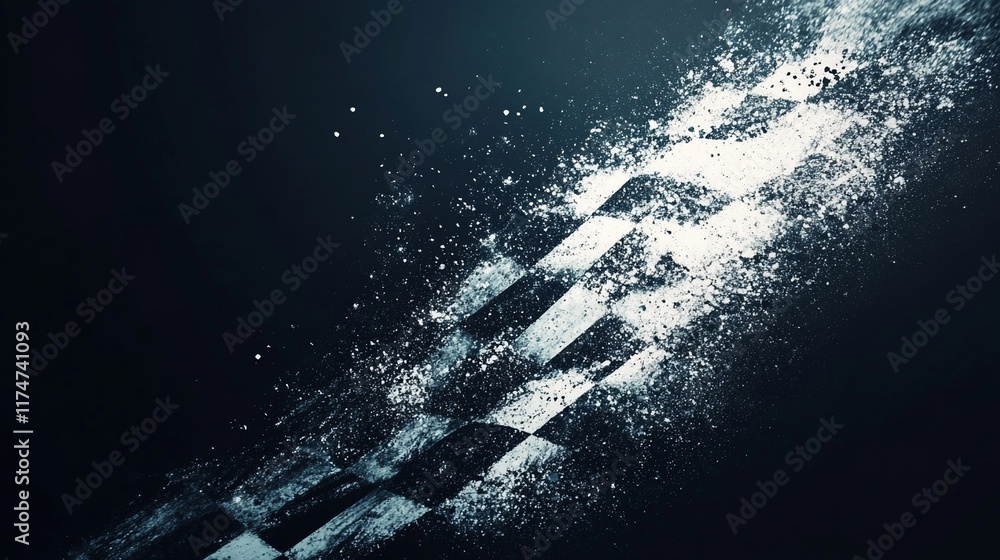 Poster Abstract checkered flag design with motion blur effect. (1)