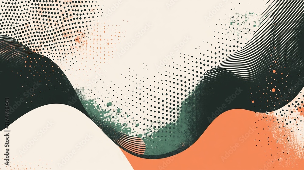 Poster Abstract design with organic shapes and textured patterns.
