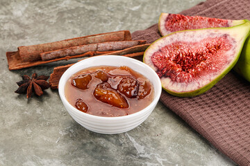Sweet fig jam in the bowl