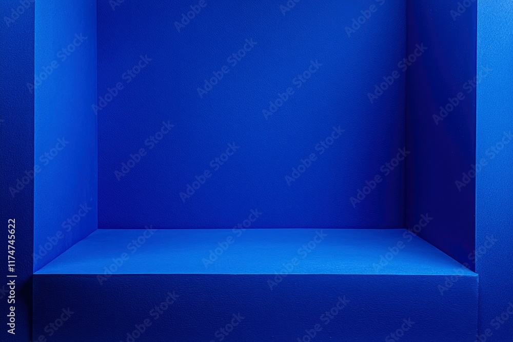 Poster blue recessed shelf empty display space